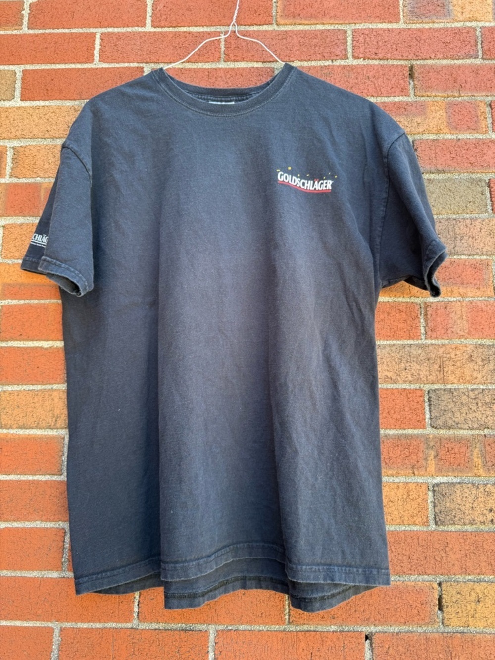 Vintage Goldschlager Graphic T Shirt XL Black Hanes Heavyweight Gold Flakes
